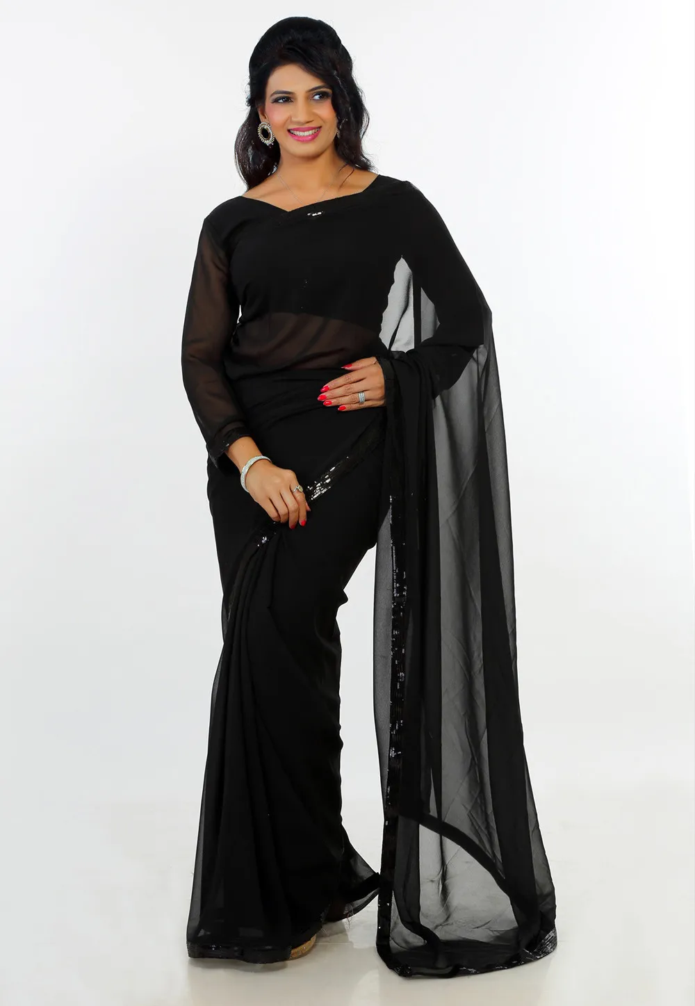 dark blouse with attachments for plain saree