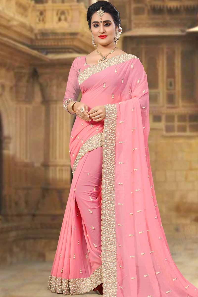 georgette saree with designer blouse